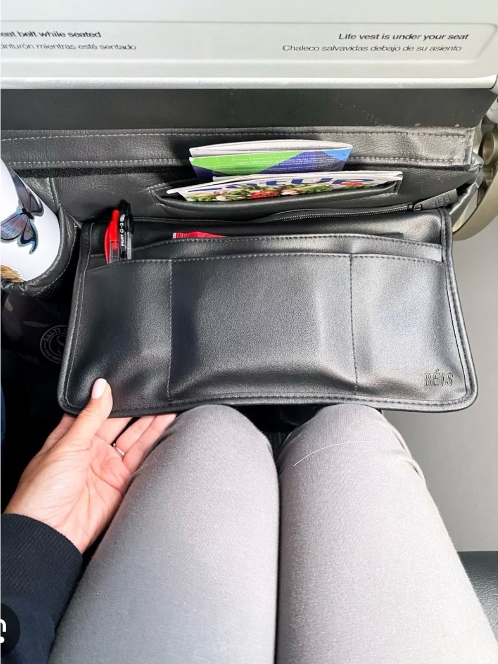 NWT BEIS Seatback Organizer Clear Travel Pouch in Black